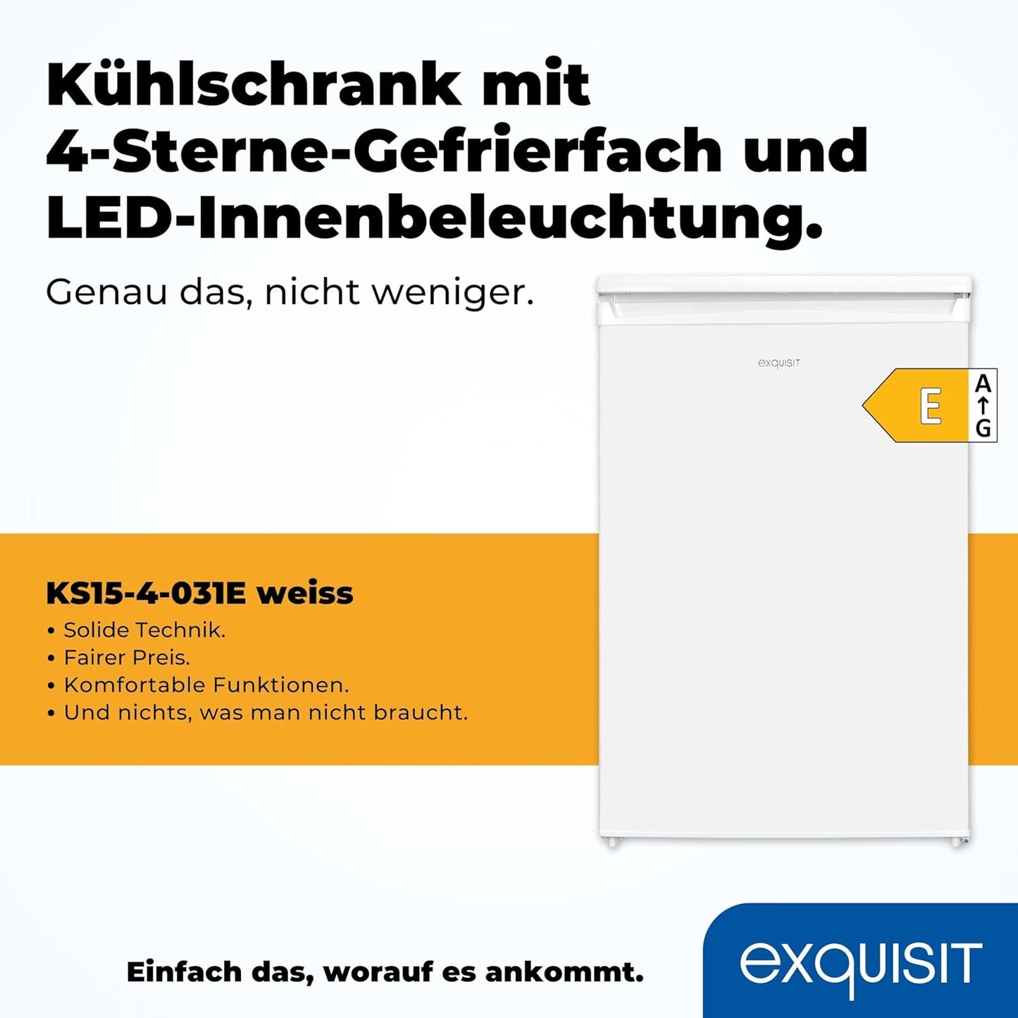 Exquisit Réfrigérateur KS15-4-031E Blanc - Capacité Utile De 113 L - 4 Compartiments De Congélation - Butée De Porte Interchangeable - Compartiment À Légumes