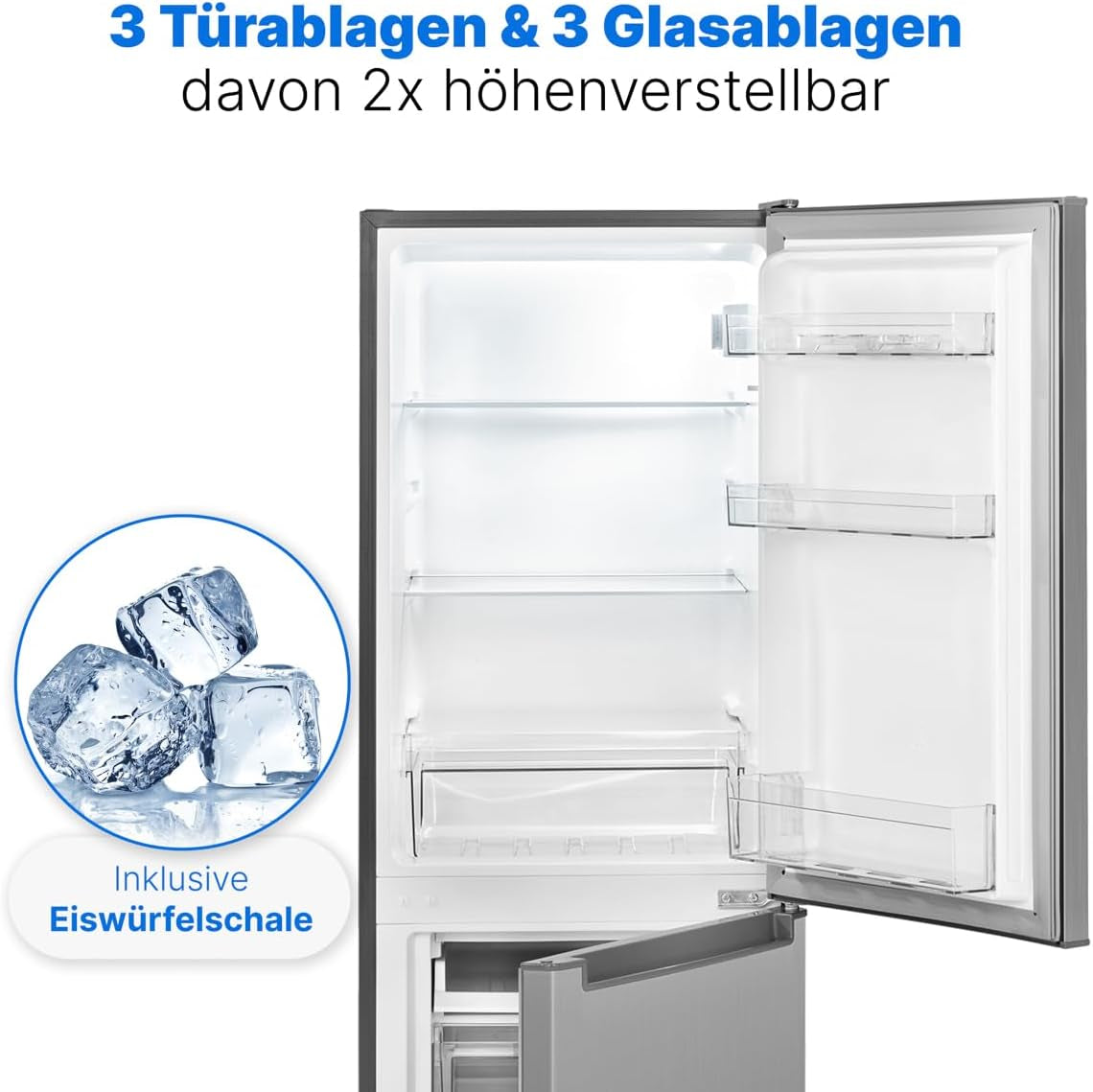 Bomann KG 7331 Réfrigérateur / Congélateur, 173 L, Avec Éclairage Intérieur LED, Bac À Légumes Transparent, En Acier Inoxydable