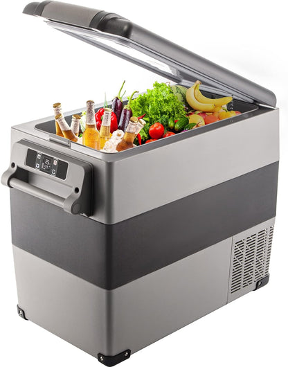 Glacière Électrique Portable De Voiture Mini Frigo Silencieux Portable 220V/55L Avec Panneau Numérique -20 À 20℃ Pour Maison, Voiture Et Camping 69 * 34.5 * 52.4CM