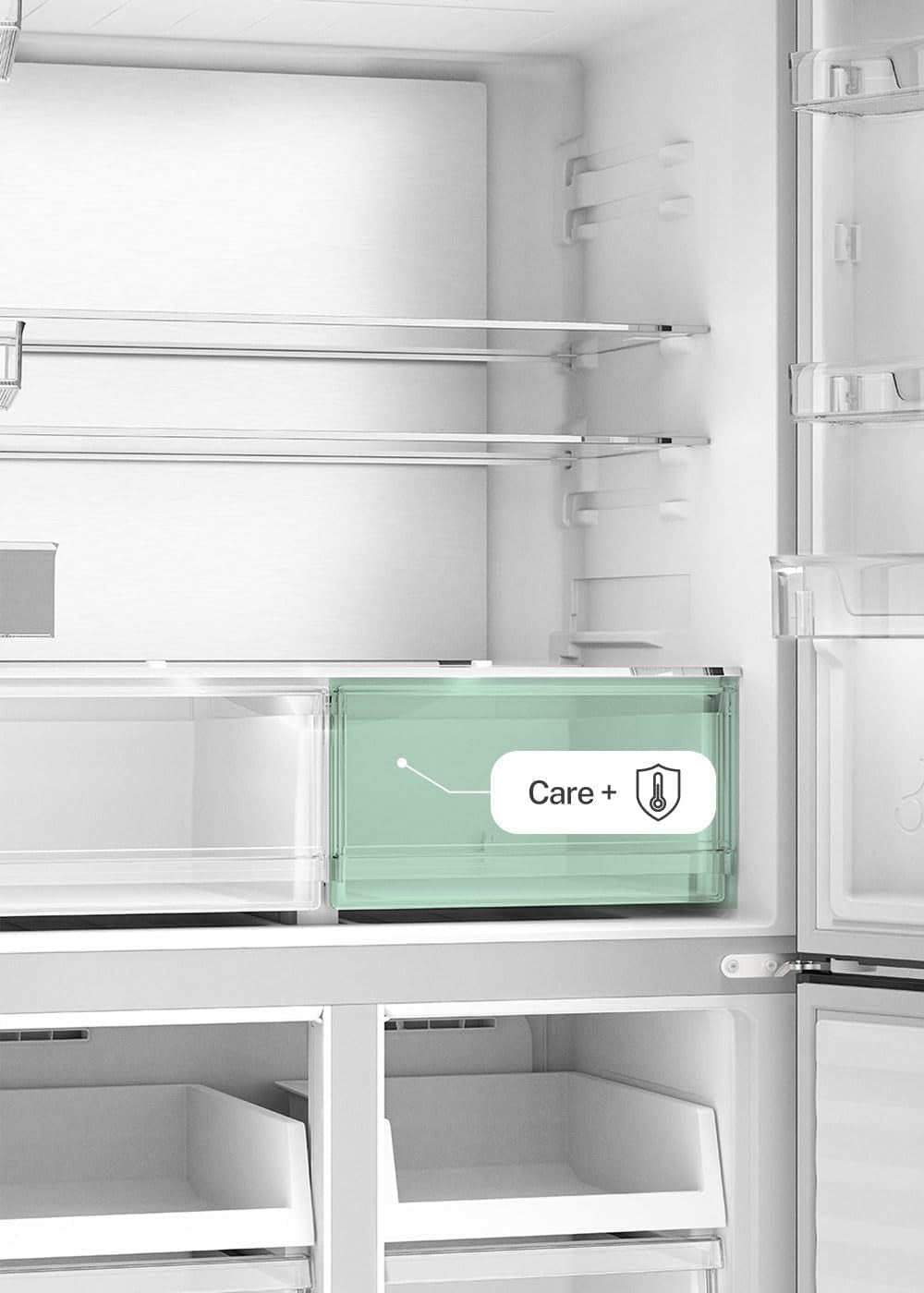 / FRIDGE STUDIO CROSS DOOR 503 / Réfrigérateur Style Cross Door 4 Portes 503L Sable / 85,3 X 69,8 X 177,5 Cm/No Frost, Care+, Antibactérien, Commande Tactile Électronique, 170W