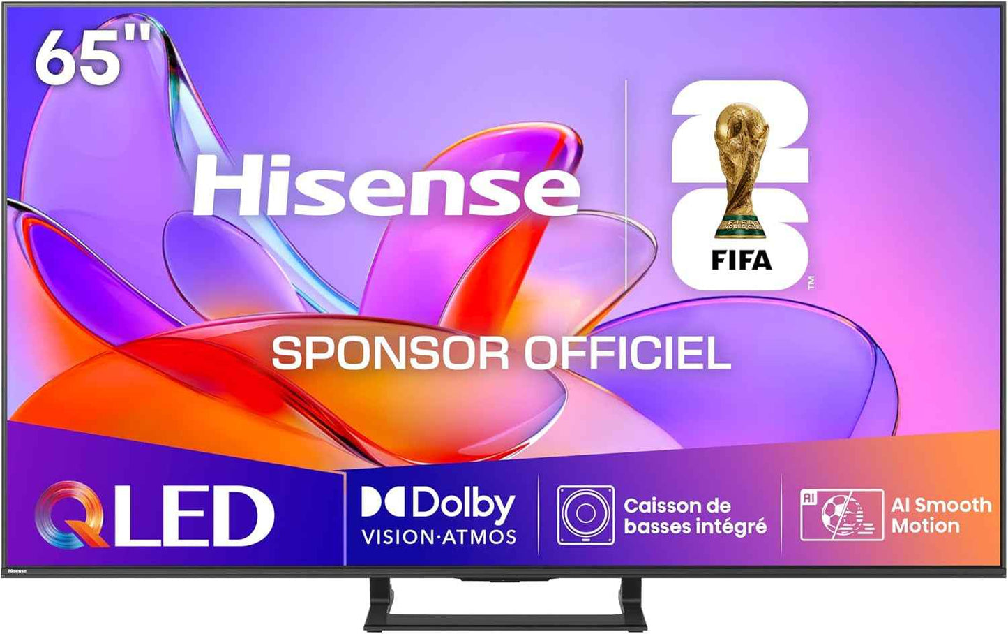 Hisense 65A7Q - Smart TV 65" (164 Cm) QLED 4K 2025, Dolby Vision & Atmos, Caisson De Basses Intégré, HDMI 2.1, Game Mode Plus, Alexa, Noir