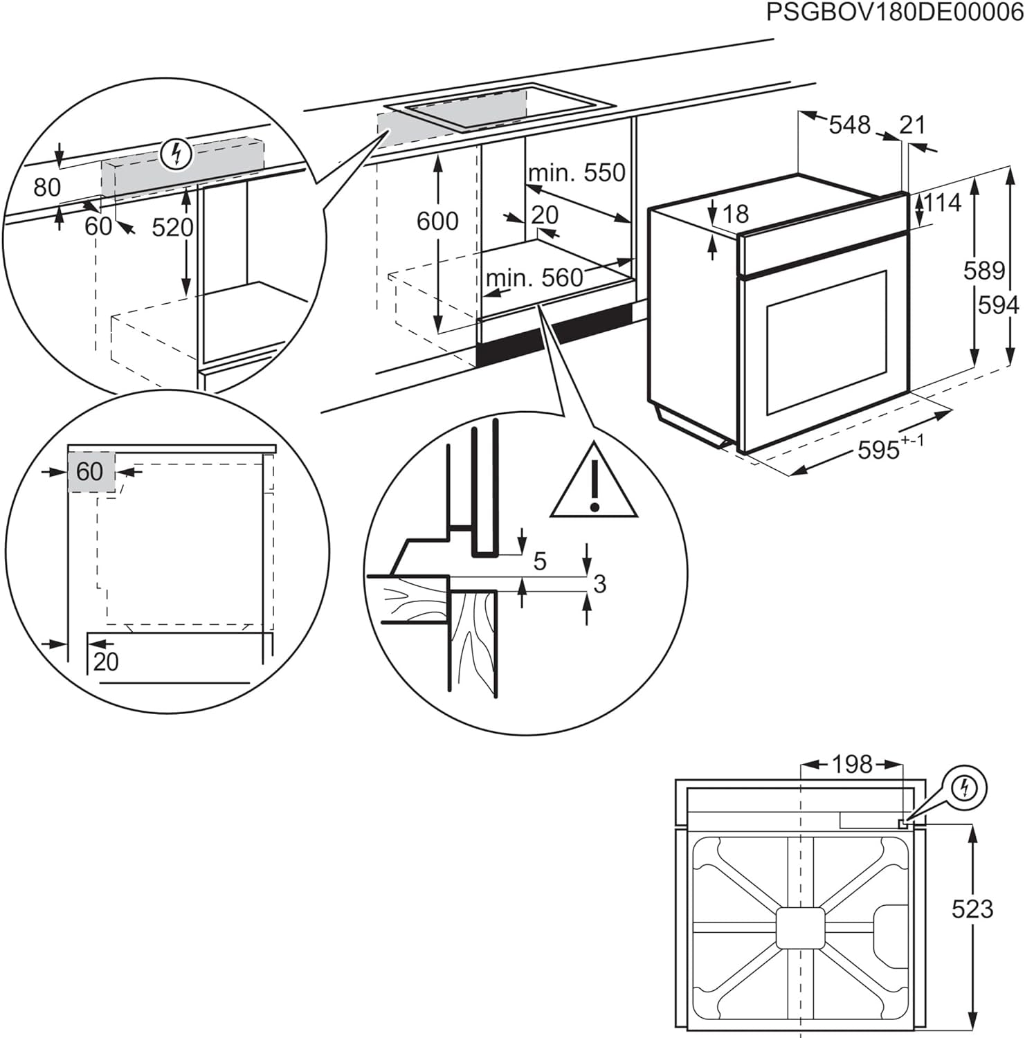 BEE435111M Four Électrique Multifonction, Intégrable, Nettoyage Aquaclean, 9 Fonctions, Cuisson Multi-Niveaux, Écran LCD Tactile, Ventilateur XXL, Capacité 72 L, Inox, Classe A+