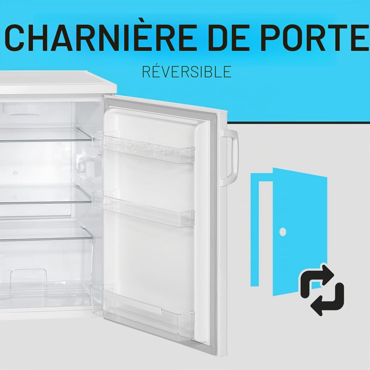 Réfrigérateur 133 L Pose Libre Éclairage LED VS 2195-1, Blanc | Éclairage Intérieur LED, Contrôle De La Température En Continu, 3 Clayettes En Verre, Pose Libre