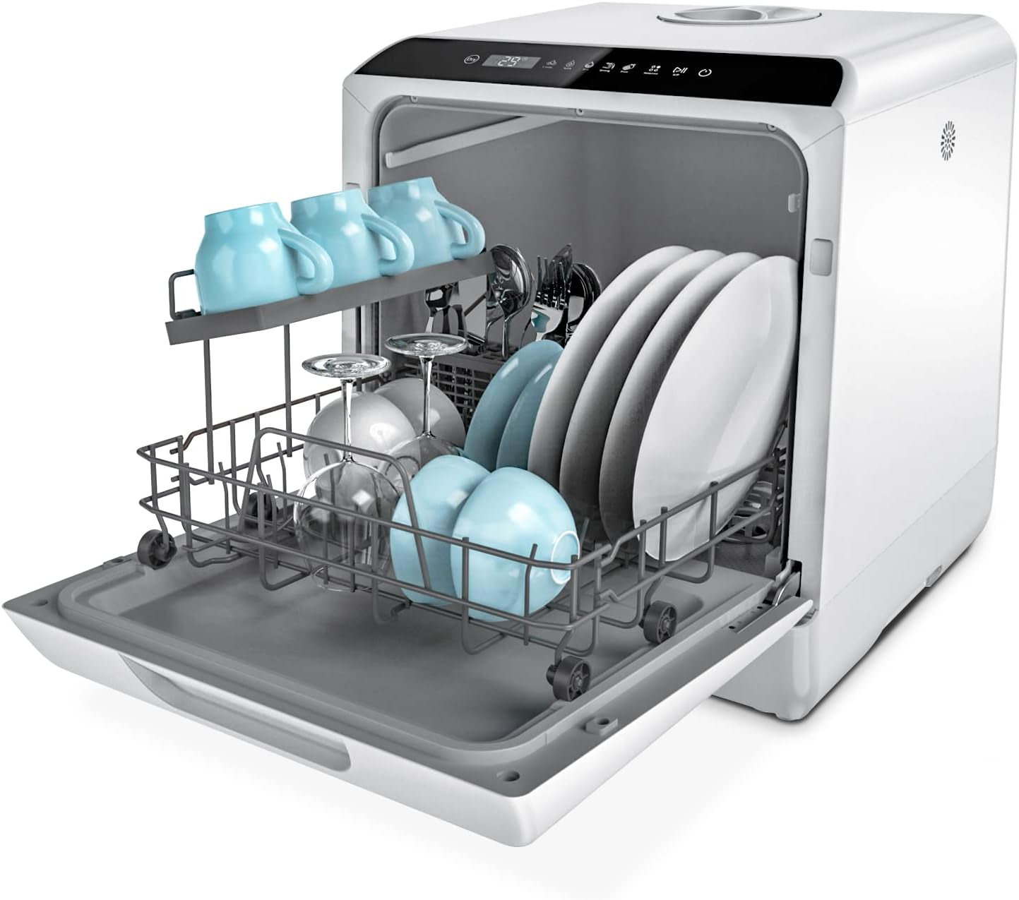Mini-Lave-Vaisselle, Lave-Vaisselle De Comptoir, Utilisable Avec Robinet Ou Sans Robinet, Largeur De 43 Cm, Capable De Contenir 4 Sets, Adapté Au Camping, 175 Kwh/An, Blanc