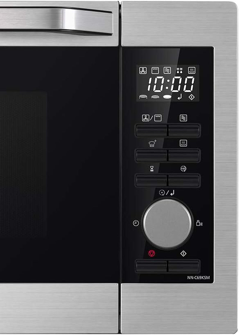 NN-C69KSMEPG Four Micro-Ondes Combiné Gril Et Plateau Tournant En Verre, 30L, 1000W, 40/100-220°C, 30 Programmes, Décongélation Auto, 5 Niveaux De Puissance, Minuterie, LED, Acier Inoxydable