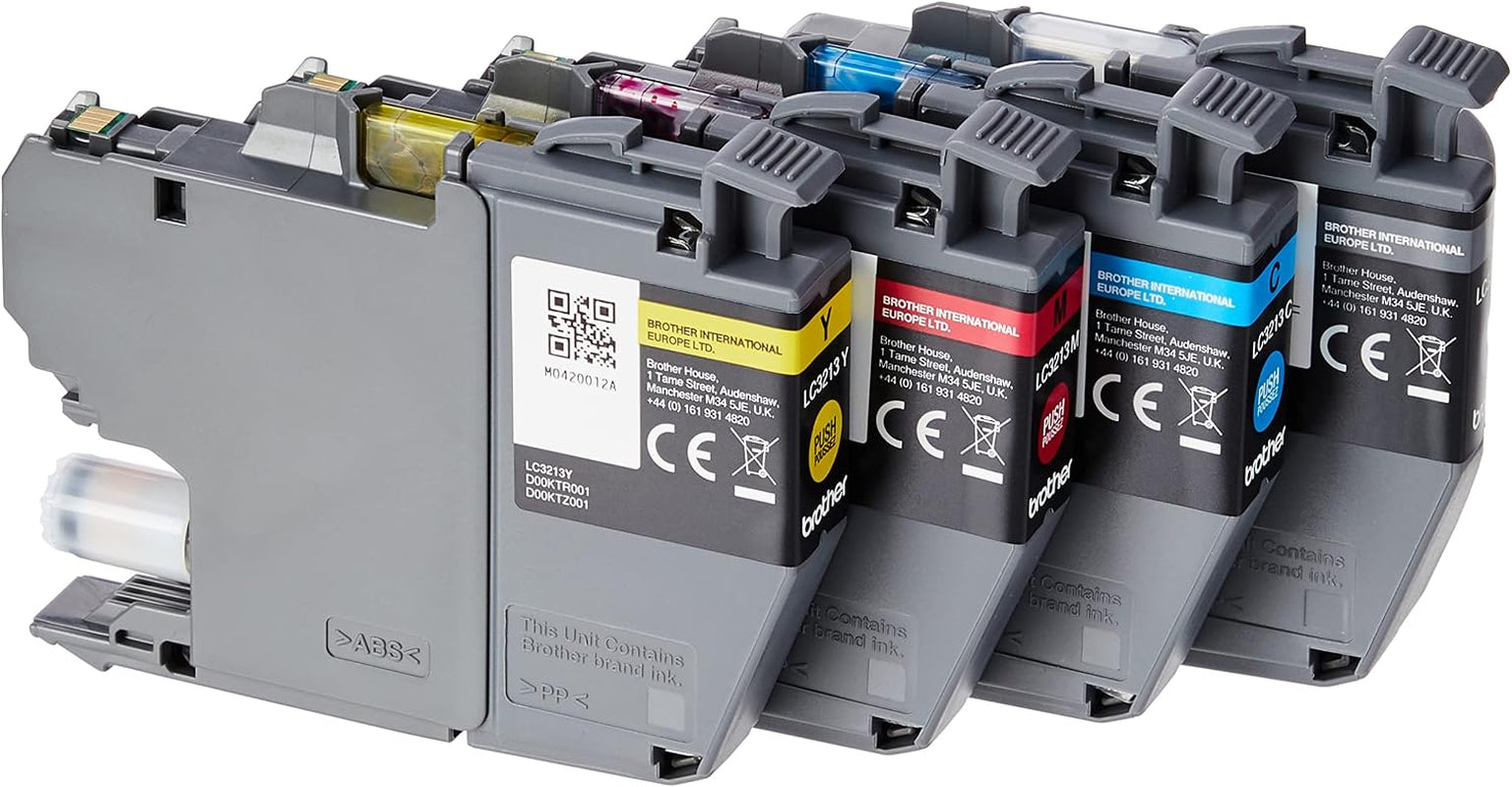 Brother Lc3213Val Cartouche D'Encre – Cyan/Magenta/Jaune/Noir | Noir/Cyan/Magenta/Jaune, Multi-Pack, Haut Rendement, Comprend 4 Cartouches Jet D'Encre, Fournitures Authentiques Brother