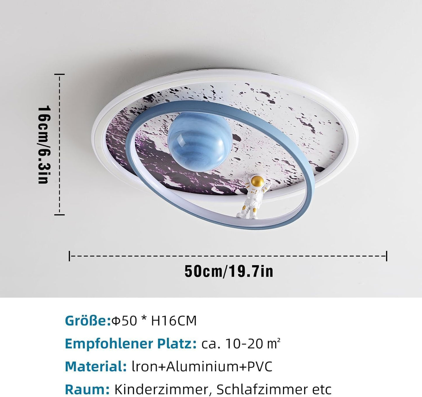 Plafonnier LED Enfant, Moderne Lune Astronaute Plafonnier, Dimmable Acrylique Lumière Éclairage Avec Télécommande, Garçons Et Filles Chambre Enfants Bébé Chambre Décoration Lustre