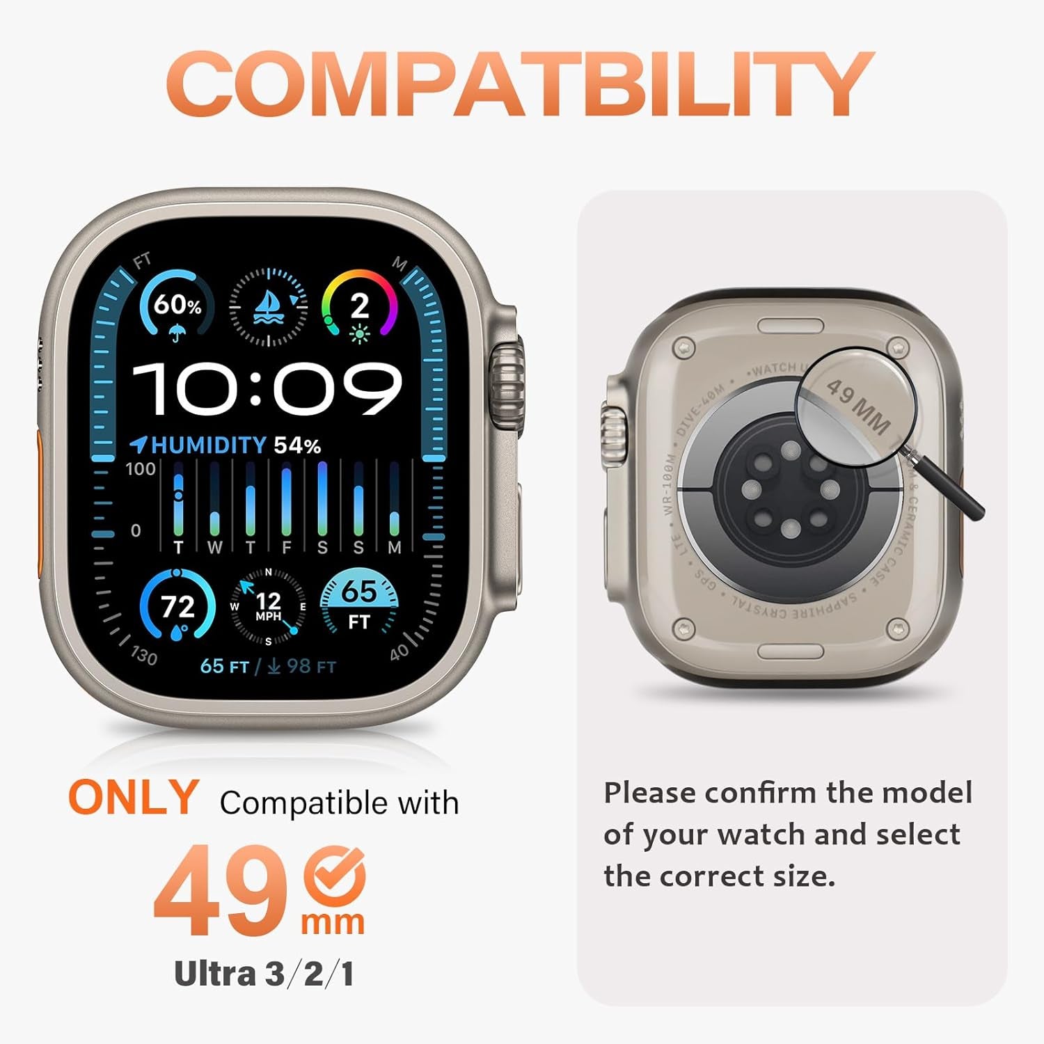 Métal Coque Compatible Avec Apple Watch Ultra 3/2/1 49Mm Avec Couverture Arrière, Robuste Protecteur Anti-Rayures Coque Pour Iwatch Ultra 49Mm, Titane