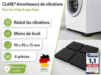 Tapis anti Vibration Machine À Laver Et Pieds Antivibrants | Stabilisateur Machine À Laver | Réduit Bruit Et Vibrations | Patins Antidérapants Haute Qualité | Lot De 4 Pièces