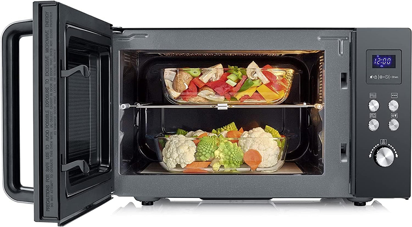 Micro-Ondes 2-En-1, Jusqu'À 1 000 W, Avec Fonction Gril, Fond Plat Céramique, Double Hauteur De Cuisson, Fonction Be-Silent, MW7763