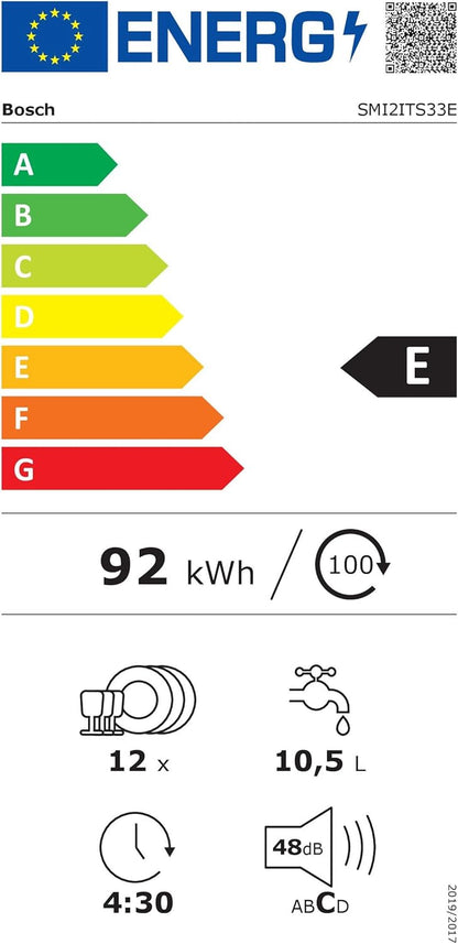 SMI2ITS33E - Lave-Vaisselle Encastrable - 60 Cm - Home Connect - 12 Couverts - Moteur Ecosilence - Metallic