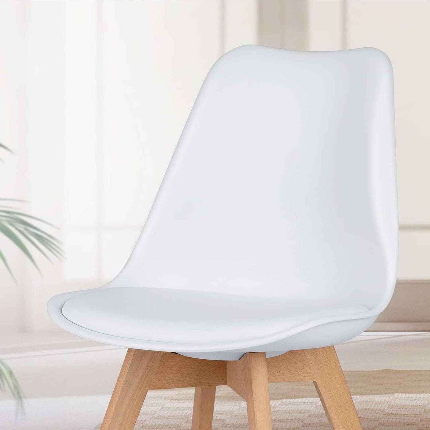 Chaises Salle À Manger, Chaise Scandinave Lot De 4,Idéal Pour Salle À Manger,Salon,Cuisine,Chambre À Coucher (4, Blanc)