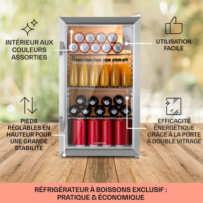 Mini Frigo De Chambre Et Bureau Pour Boisson, Petit Frigo Silencieux, Refrigerateur Mini Bar 80L, Petit Réfrigérateur Camping, Étagères Réglables Pour Le Vin, Cannette, Beer Fridge
