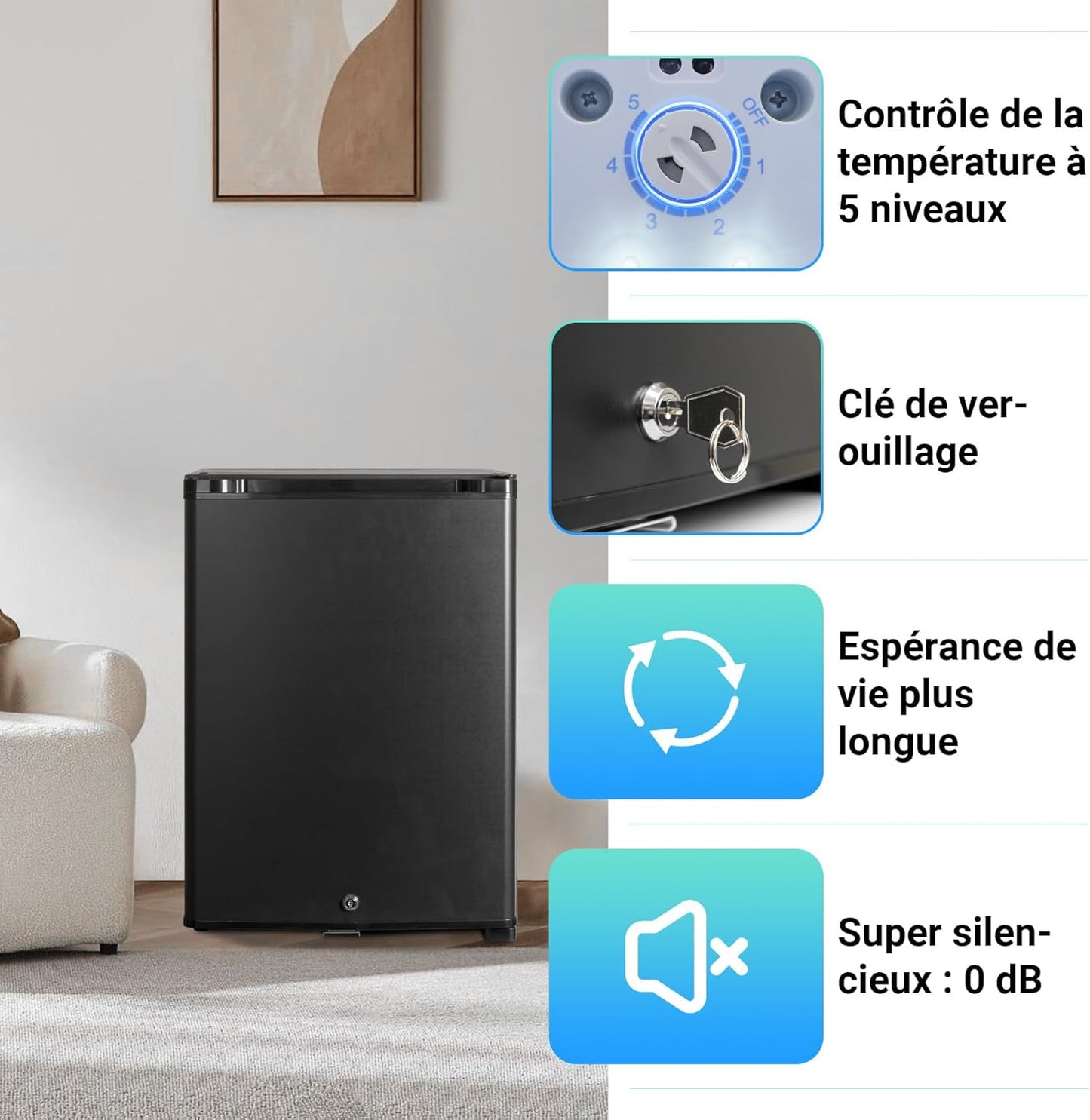 Frigo 12V, Frigo Camping 12V 220V 40L, Frigo Caravane, Frigo 12V Camping Car, Mini Frigo De Chambre, Réfrigérateur Camping Car Noir Pour Voiture Caravane Van Fourgon Bureau Gîte