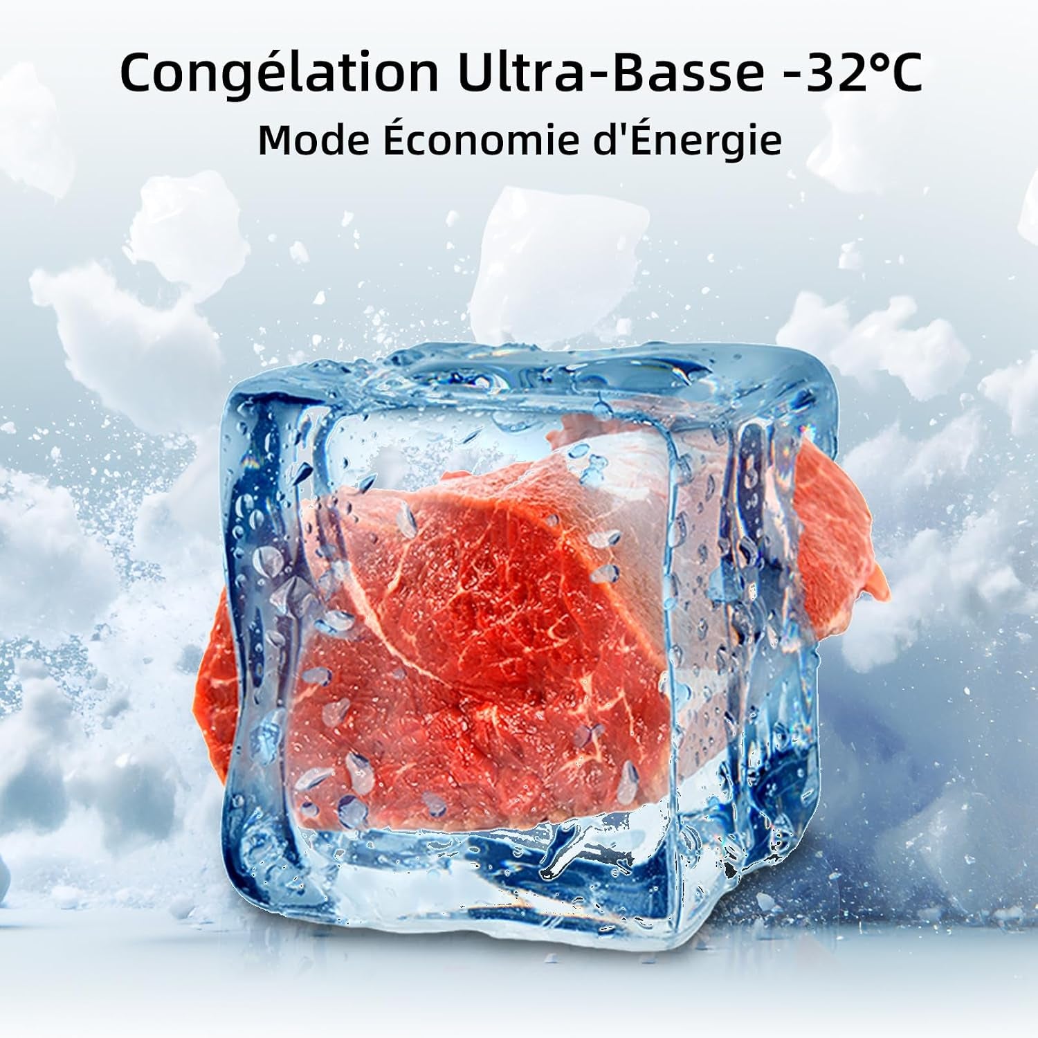 Congélateur Armoire 206L No Frost Inverter Noir (CSD206NEID) | Multi Air Flow, Ultra-Bas -32°C, Silencieux 39Db, Réfrigérateur Congélateur Commutable, Hauteur 1705Mm