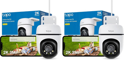 C510W 2K Caméra De Surveillance Wifi Extérieur 360°, Vision Nocturne Couleur, Détection De Personne Et Suivi De Mouvement, Étanche IP65, Alarme Sonore Personnalisable (Lot De 2)