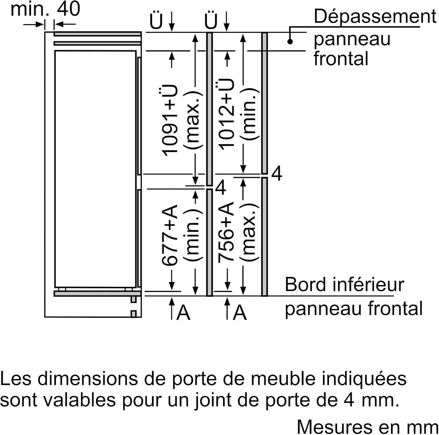 Bosch KIV86VSE0 Série 4 - Réfrigérateur Combiné, Encastrable, Éclairage LED | 177.2 X 54.1 Cm, 183 L, Vitafresh, Cool Airflow, Alarme Porte Ouverte, 30-35 Db