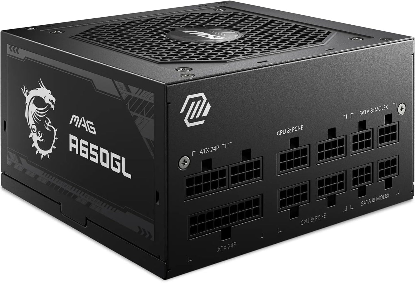 MSI MAG A650GL Alimentation Modulaire ATX, 80 plus Gold | 650W, Ventilateur FDB 120 Mm À Roulement Hydrodynamique, Full-Bridge LLC, Câbles Plats Noirs, Garantie 7 Ans