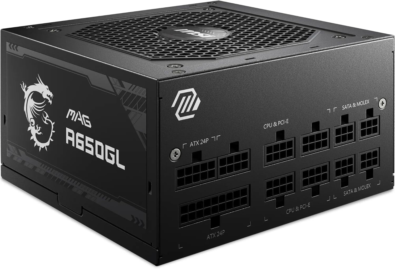 MSI MAG A650GL Alimentation Modulaire ATX, 80 plus Gold | 650W, Ventilateur FDB 120 Mm À Roulement Hydrodynamique, Full-Bridge LLC, Câbles Plats Noirs, Garantie 7 Ans
