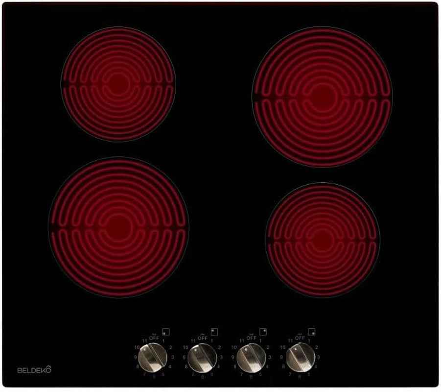 Table Vitrocéramique Manettes - Boutons - 4 Foyers - 6000W