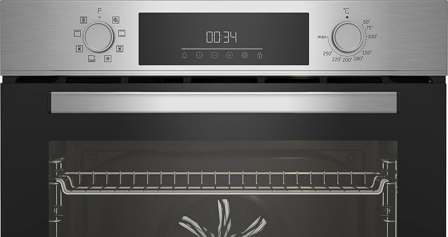 Beko BBIM12300XCE Four Encastrable - 72L, 8 Fonctions De Cuisson, Écran LED, Porte Robuste, Dimensions : H 59,5 X L 59,4 X P 56,7 Cm, Noir, Classe A+
