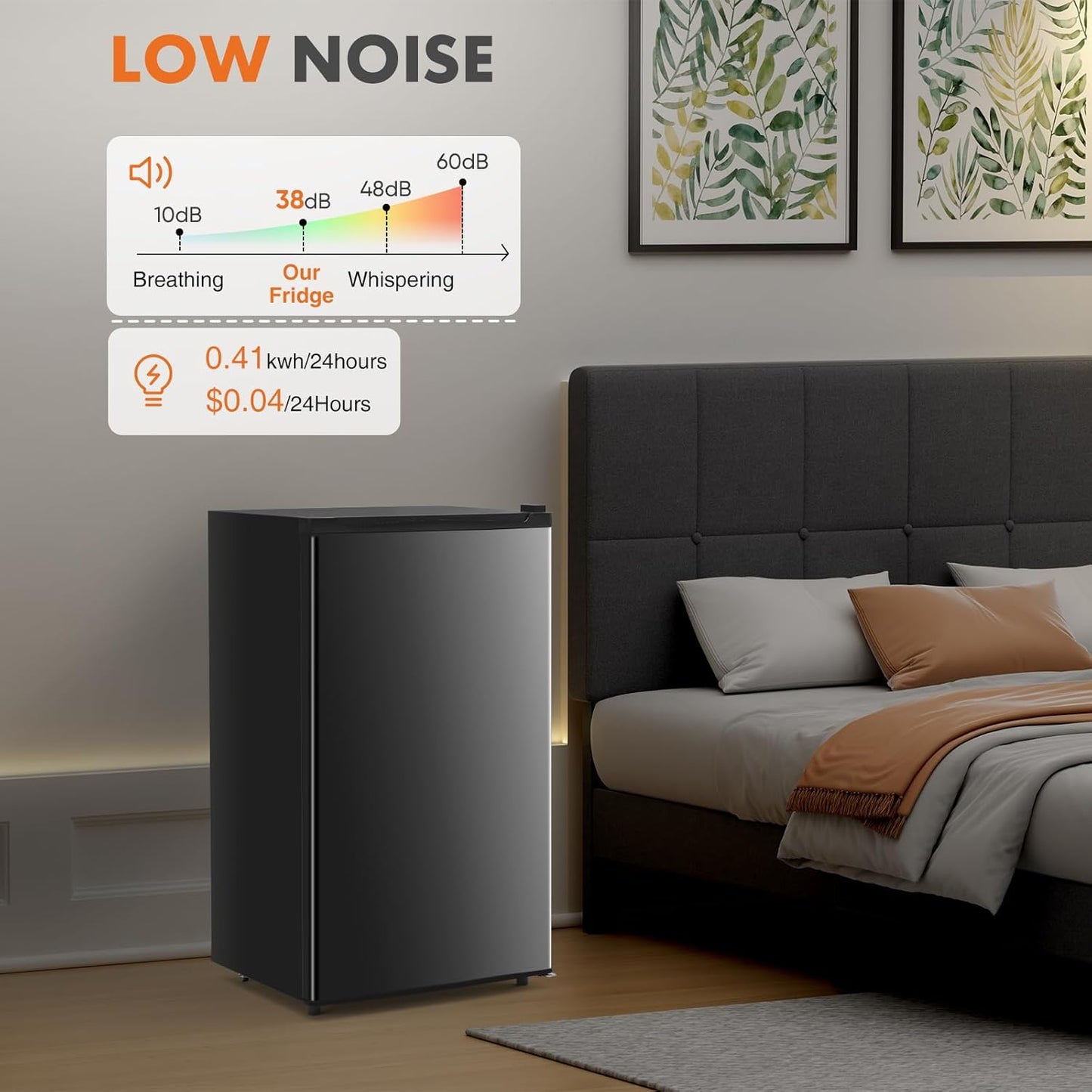 Sweetcrispy Mini Réfrigérateur Congélateur 3,2 Mètres Cubes, Petit Réfrigérateur, Thermostat Réglable Avec Une Porte, Réfrigérateur Compact À Faible Bruit Pour Chambre À Coucher, Bureau, Chambre À