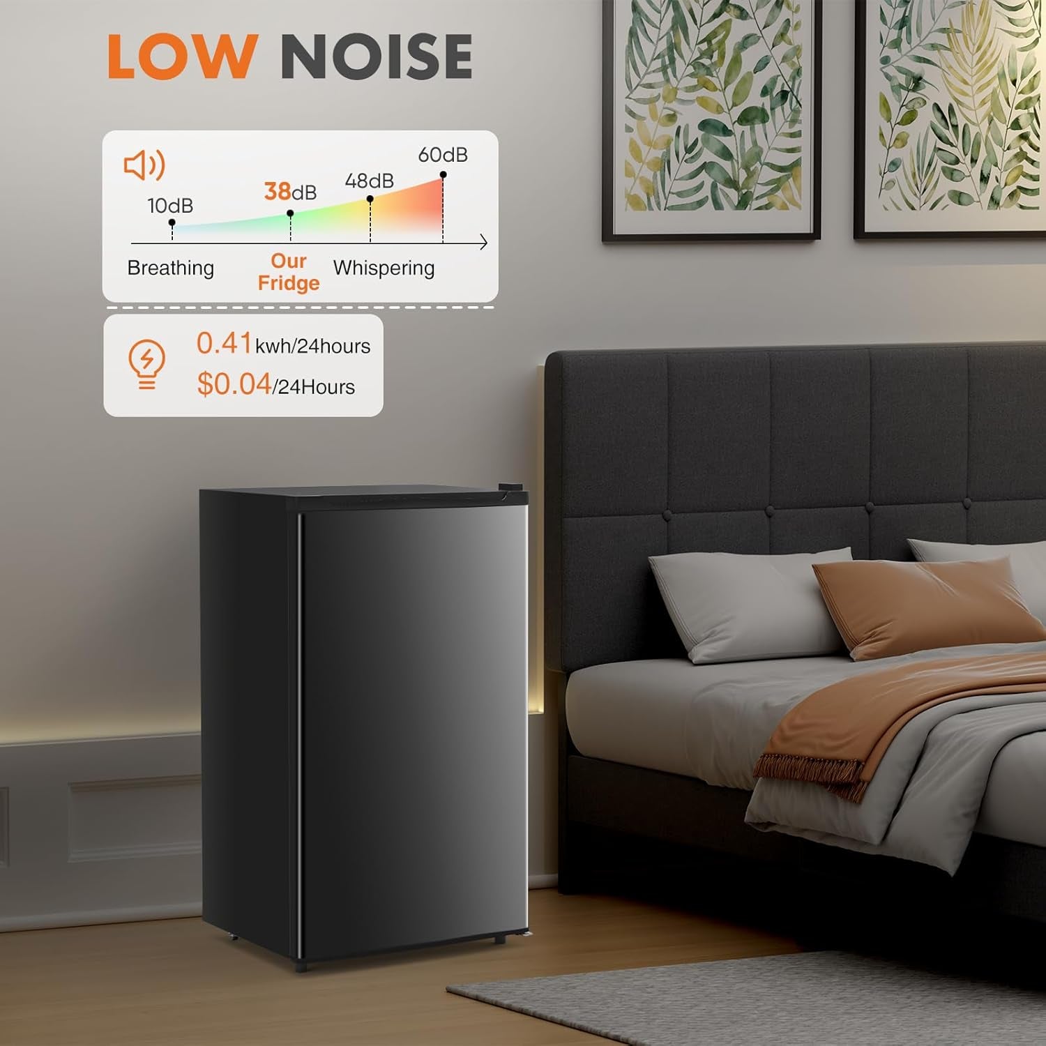Sweetcrispy Mini Réfrigérateur Congélateur 3,2 Mètres Cubes, Petit Réfrigérateur, Thermostat Réglable Avec Une Porte, Réfrigérateur Compact À Faible Bruit Pour Chambre À Coucher, Bureau, Chambre À