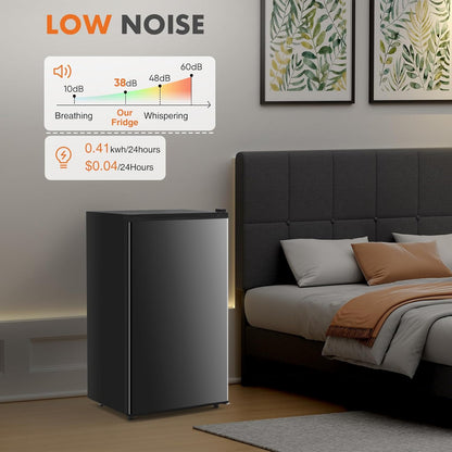 Sweetcrispy Mini Réfrigérateur Congélateur 3,2 Mètres Cubes, Petit Réfrigérateur, Thermostat Réglable Avec Une Porte, Réfrigérateur Compact À Faible Bruit Pour Chambre À Coucher, Bureau, Chambre À