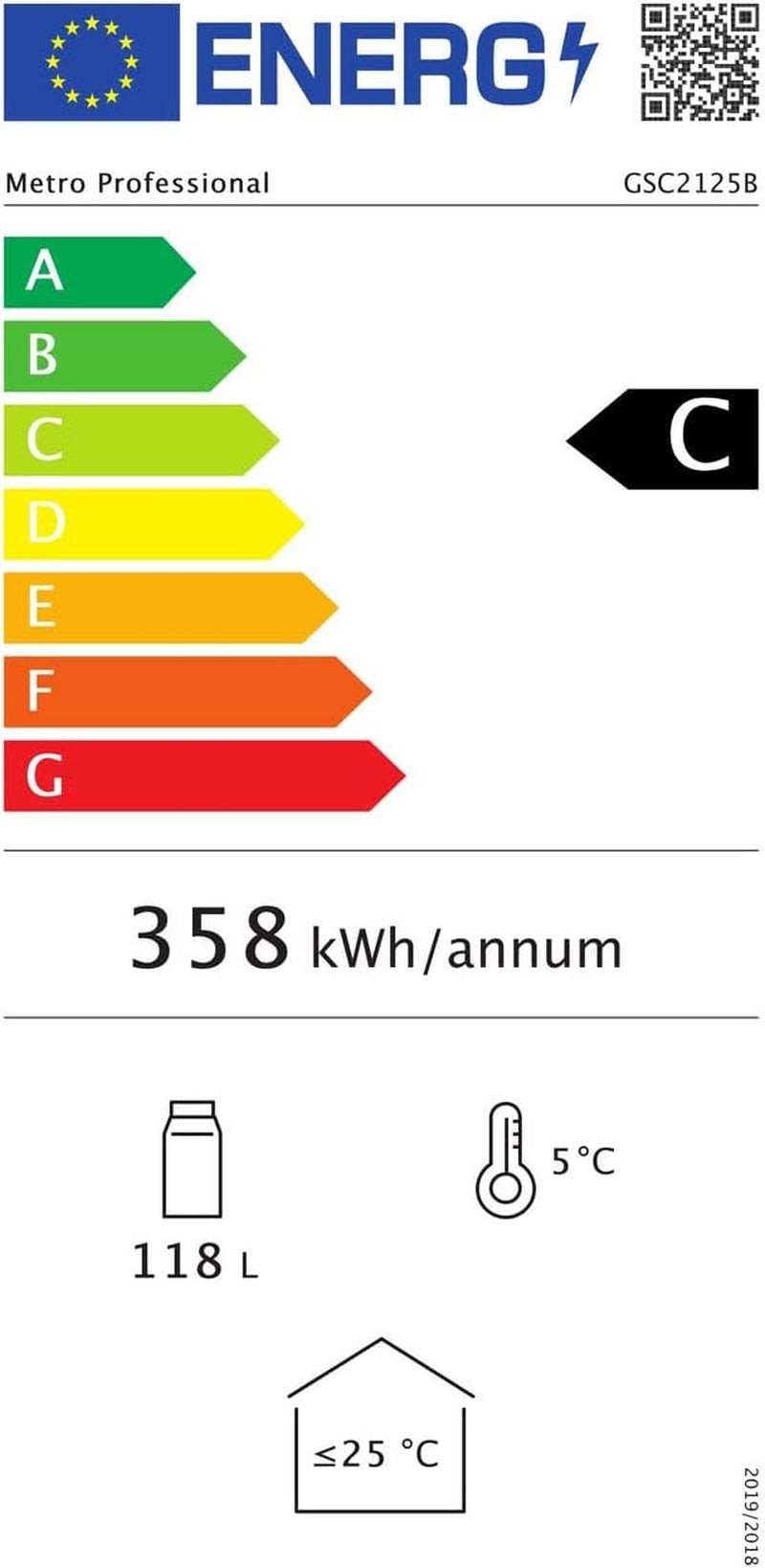Réfrigérateur À Boissons GSC2125B, Métal/Verre, 54.5 X 54 X 84 Cm, 118 L, Refroidissement Statique Par Air, Avec Serrure, Noir