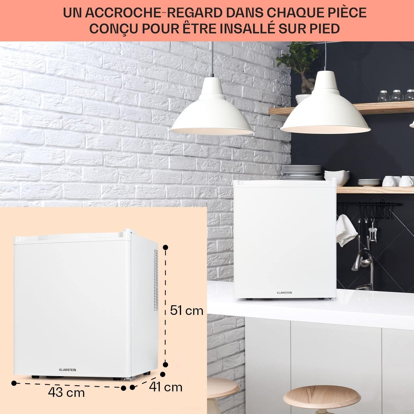 Mini Frigo De Chambre De 38L Pour Boissons Et Bieres, Petit Frigo Silencieux, Mini Bar Intérieur/Ext, Petit Refrigerateur Camping, Stockage De Vins, Cosmetique, Étagères Réglables, 6-18°C