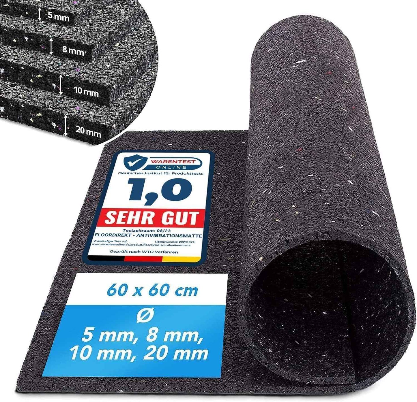 | Tapis Anti-Vibrations Qui Absorbe Les Vibrations Et Le Bruit, Découpable | Produit De Qualité Fabriqué En Allemagne | Plusieurs Épaisseurs Et Dimensions