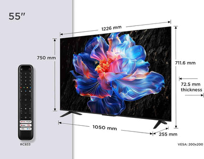 TCL 55V6C LED Direct Smart TV 55", HDR 4K, Avec Technologie Google TV (Dolby Audio, Motion Clarity, Compatible Avec Google Assistant Et Alexa)