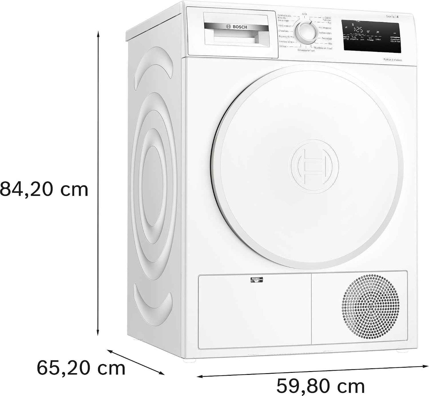 Bosch WTH8300DFR Série 4 - Sèche-Linge, Écran LED, Filtre Easyclean | Blanc, 8 Kg, Pompe À Chaleur, Autodry, Séchage Rapide 40 Minutes
