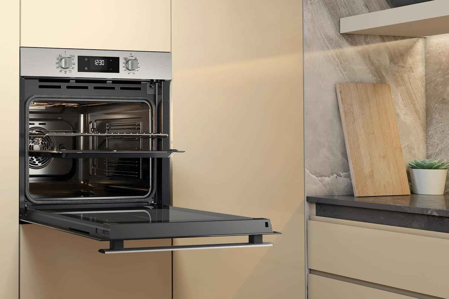 OMR58RR0X Four Multifonction Encastrable Électrique, Ventilé, Pyrolytique, Capacité 71 L, Acier Inoxydable, Classe A+. Cook 3, Cool Door, Easy Clean. 59,5 X 59,5 X 55,1 Cm