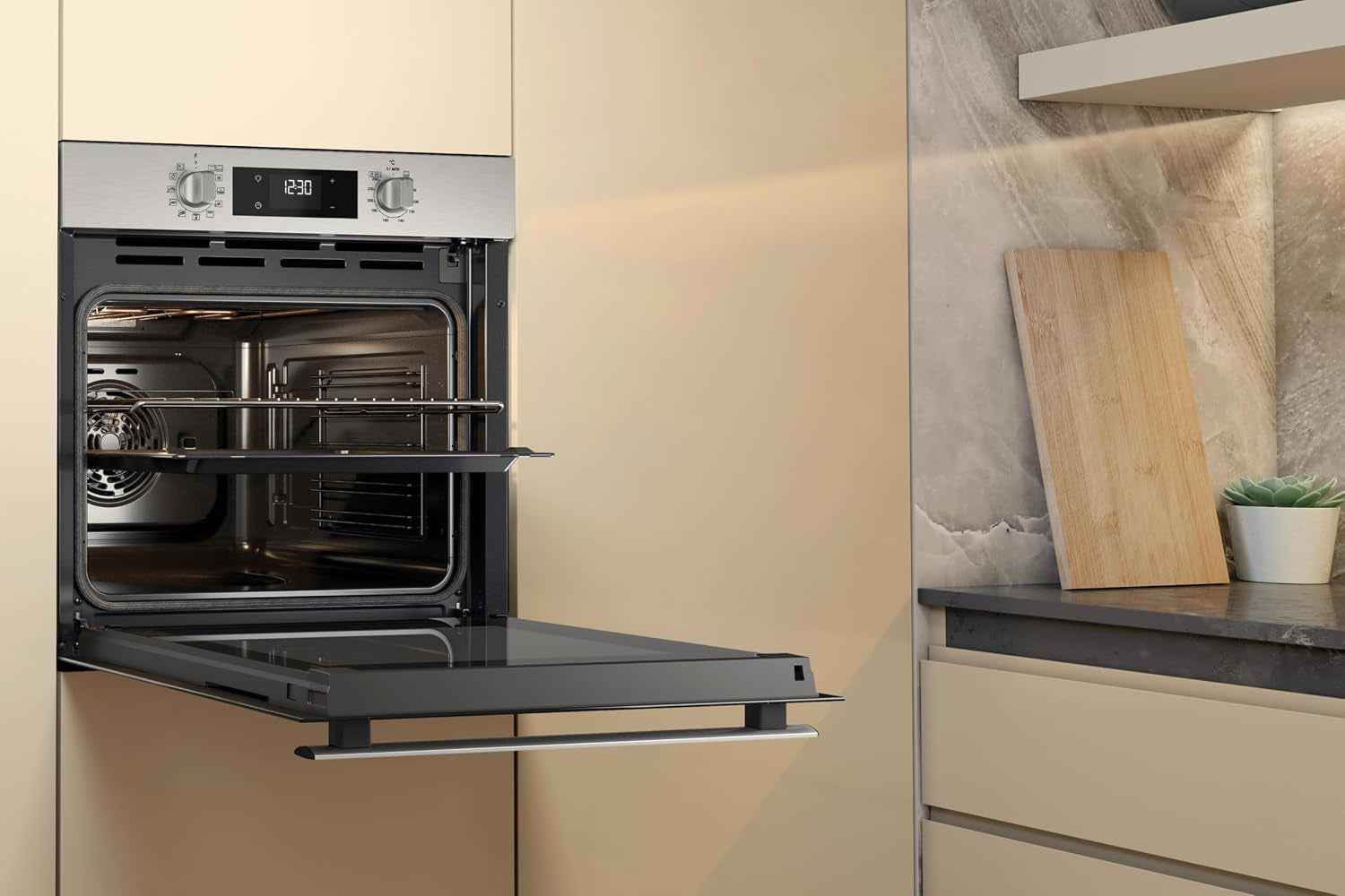 OMR58RR0X Four Multifonction Encastrable Électrique, Ventilé, Pyrolytique, Capacité 71 L, Acier Inoxydable, Classe A+. Cook 3, Cool Door, Easy Clean. 59,5 X 59,5 X 55,1 Cm