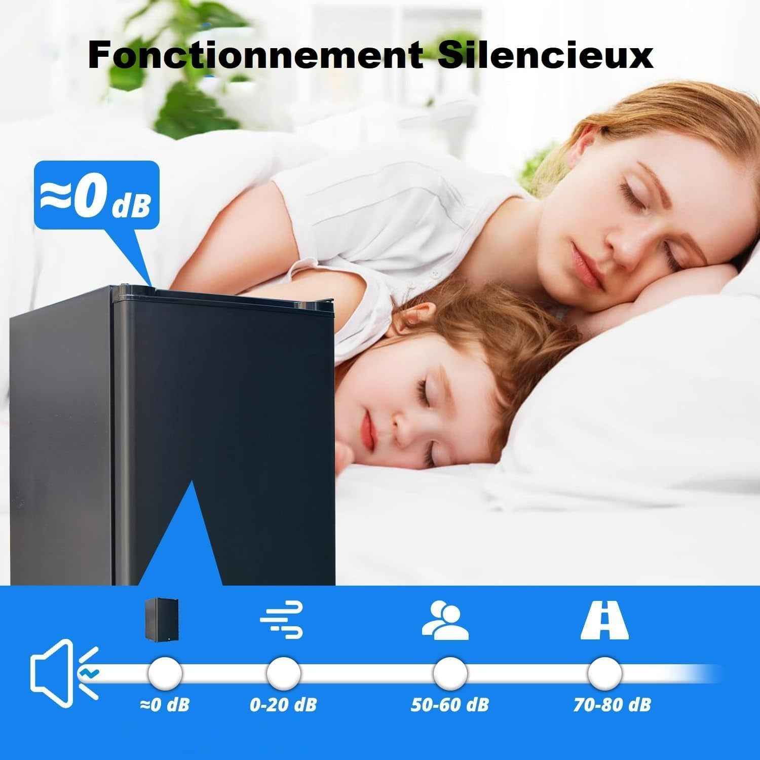Frigo 12V, Frigo Camping Car 12V 220V, Avec Serrure, Silencieux, 50L, 0-10℃, Réfrigérateur Pour Caravane, Maison, Camping, Voiture, Noir