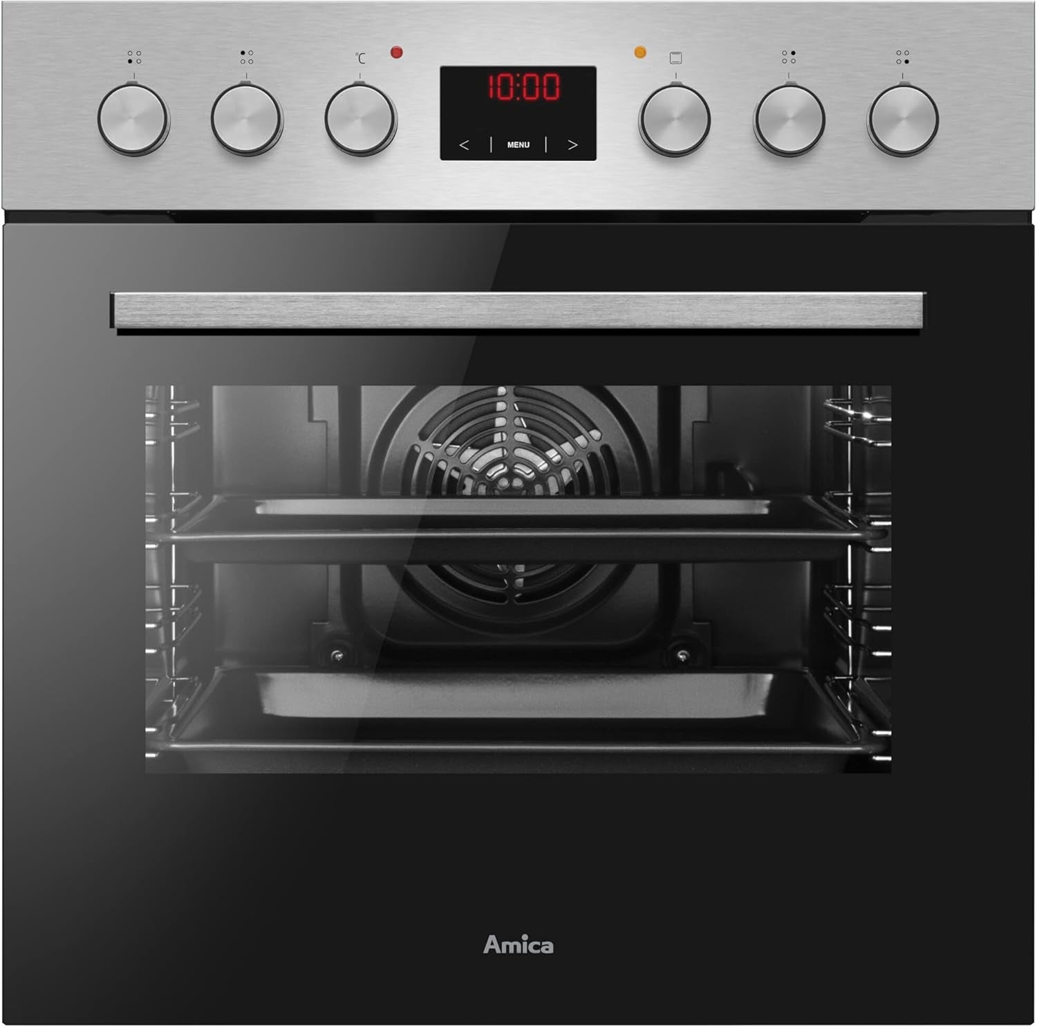 Amica ACHE 9335 E Cuisinière Avec Chaleur Tournante/Four Avec Plaque De Cuisson Et Cadre En Acier Inoxydable/Minuterie/Nettoyage À La Vapeur D'Eau