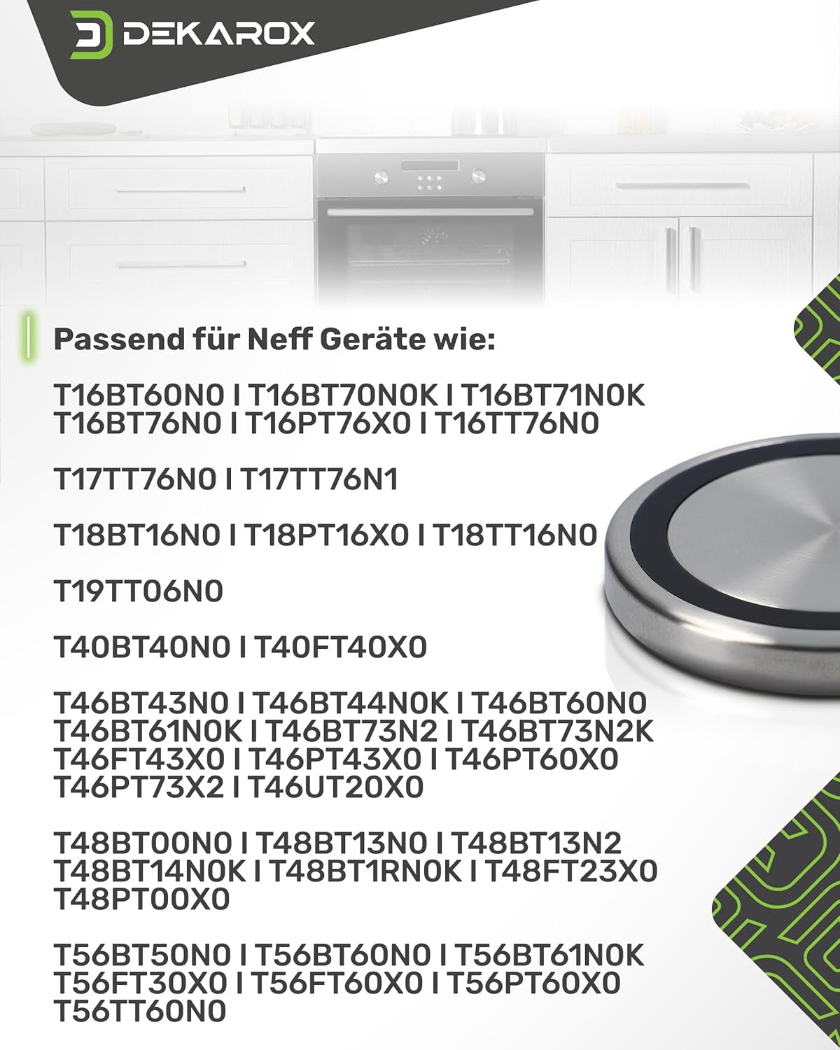 DEKAROX Bouton Rotatif Twistpad Magnétique 50 Mm De Diamètre Pour Neff 10004928 Pour Plaque De Cuisson À Induction, Four