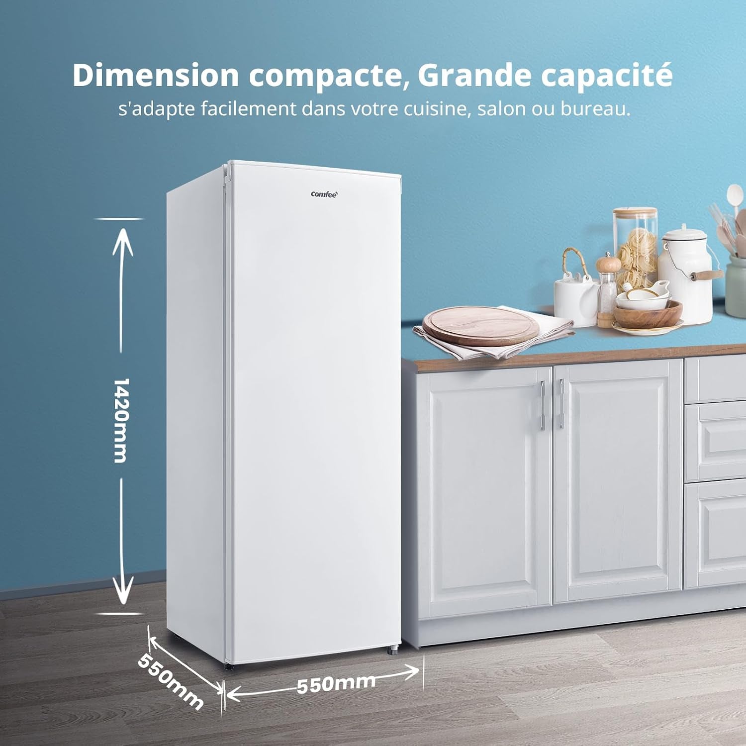 ' 160L Congélateur Armoire, Réglage De La Température, Blanc | Porte Réversible, 42 Db Silencieux, 183 Kwh/An, Thermostat Réglable, Pieds Ajustables, Puissance De Congélation Élevée