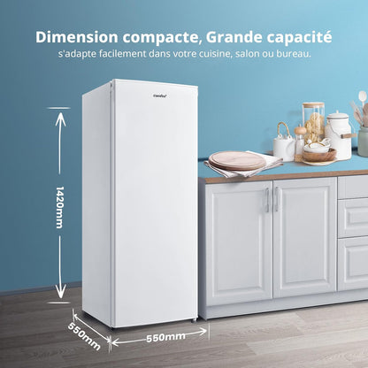 ' 160L Congélateur Armoire, Réglage De La Température, Blanc | Porte Réversible, 42 Db Silencieux, 183 Kwh/An, Thermostat Réglable, Pieds Ajustables, Puissance De Congélation Élevée