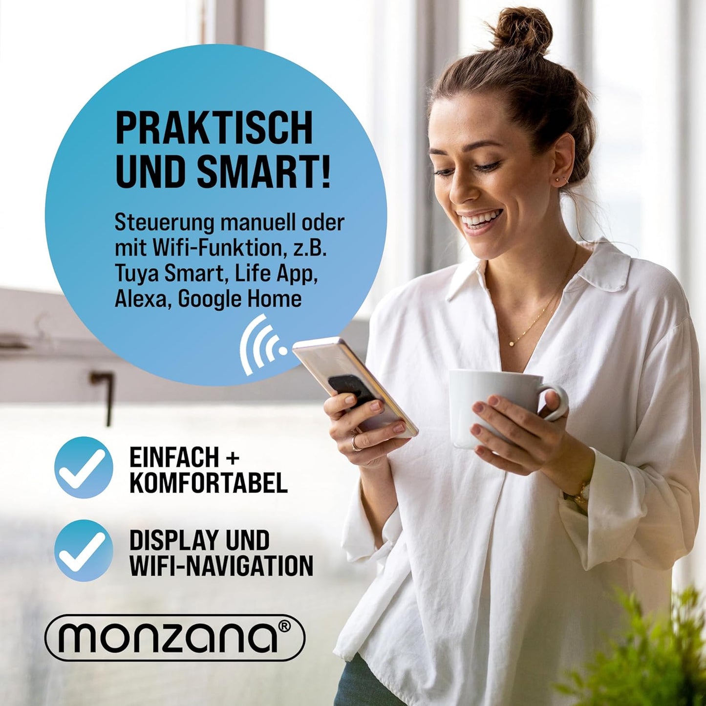MONZANA® Mini Lave-Vaisselle Noir-Blanc Réservoir D'Eau 4,5L Lave Vaisselle De Table 3 Couverts App WIFI Étudiants Couples