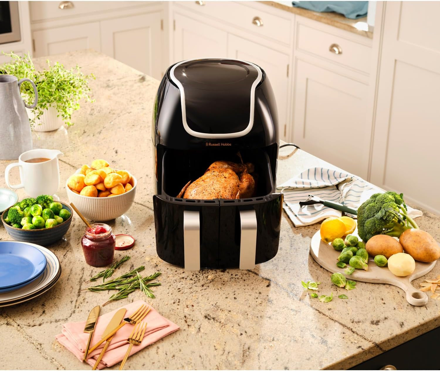 Air Fryer Double Tiroir [2 Paniers 4,25L Ou 8,5L Au Total ] Satisfry Snappi (8 En 1, Écran Tactile, Synchronisation Des Temps De Cuisson, Ajouts D'Aliments) Friteuse Sans Huile 27290-56