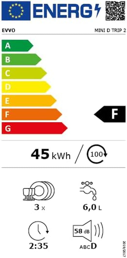 EVVO Lave-Vaisselle Petit, Taille Compacte Et Sans Installation, Pour Bureau Ou Comptoir, 2 Services, 6 Pogrammes, Séchage Supplémentaire, Programme ECO, Programme Automatique, Programmable, Mini D