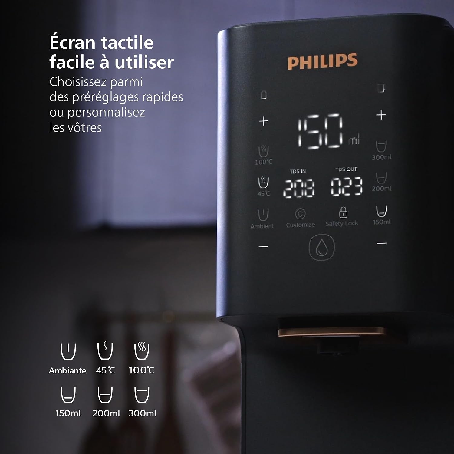 Distributeur D’Eau À Osmose Inverse 7000: Eau Chaude/Froide Filtrée En Secondes, Minéraux Préservés, Filtration RO 6-En-1, >110 Contaminants Réduits, Ratio 3:1, UV-C, Sans Installation, 2000 L