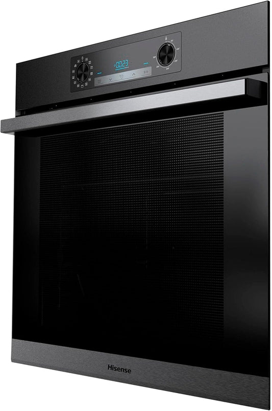 Hisense BSA65226AB Four Multifonction - Cavité XXL De 77L, Thermoventilé, Hydrolyse, 13 Fonctions De Cuisson Dont 3 Fonctions Vapeur, Mode Pizza 300°C, Airfry, Noir, Classe A