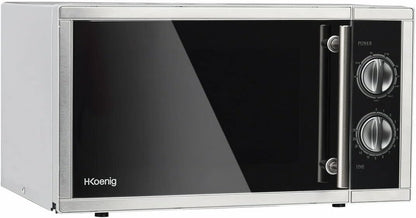 Four Micro-Ondes Grill 2 En 1 23L VIO7 1000W, Compact Plateau Tournant 27Cm, Multifonction 9 Programmes, Décongélation, Cuisson Combinée, Rapide, Minuterie 30Min, Effet Miroir Noir, Inox Argenté