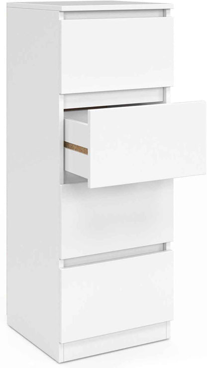 - Meuble D'Appoint 4 Tiroirs TOMI Bois Blanc | Longeur 30 X Largeur 30 X Hauteur 80 Cm, Chiffonnier Pour Entrée Salle De Bain