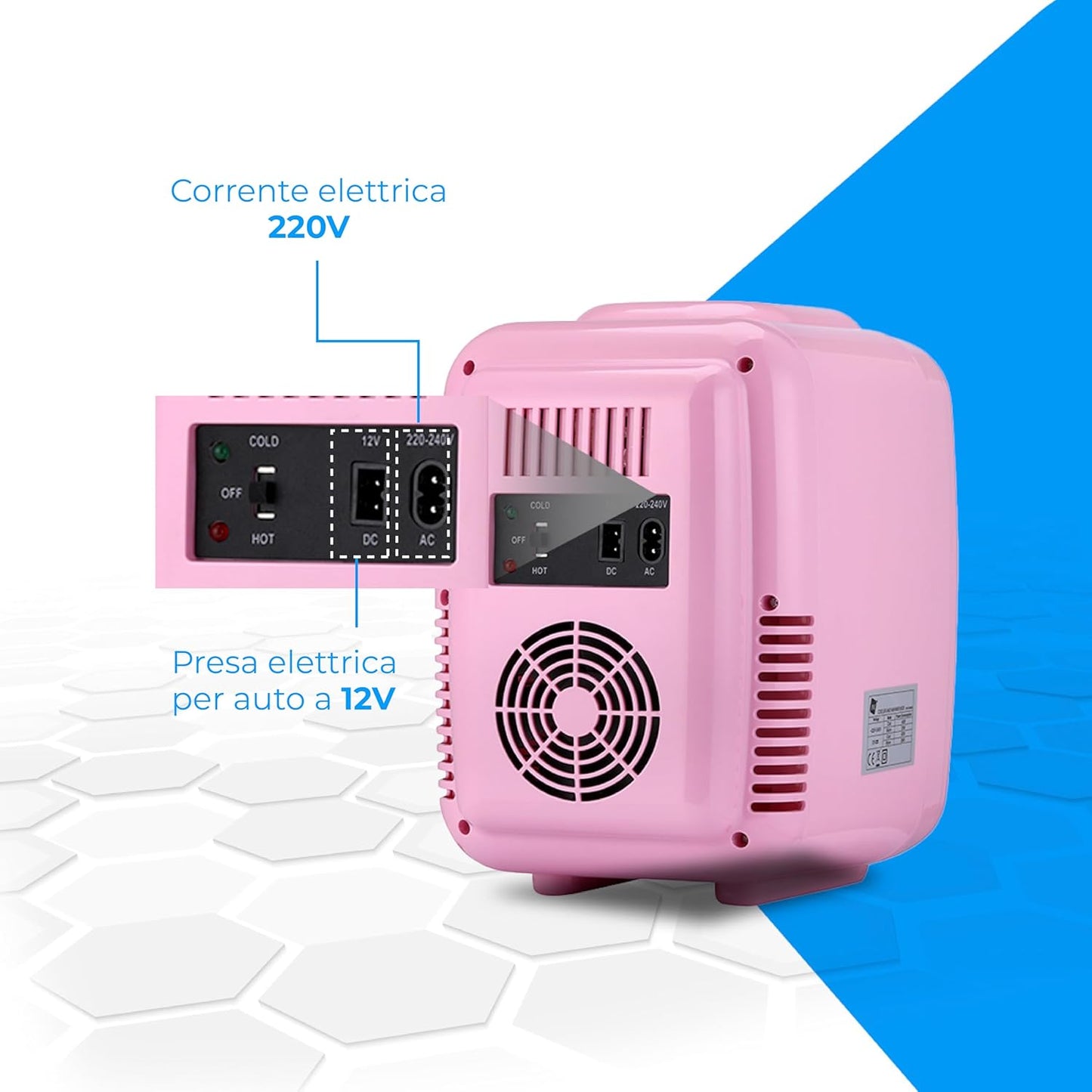 Mini Réfrigérateur Portable, 4 Litres De Capacité, Fonctionnement 12 V-220 V, Fonction Refroidissement Et Chauffage, Pour Cosmétiques Et Rafraîchissements, Rose