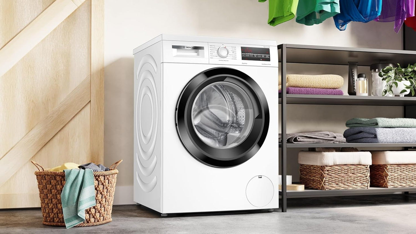 WUU28T48 Série 6 Machine À Laver Encastrable, 1 À 8 Kg, 1400 Tr/Min, Économie D'Énergie Et D'Eau, Speed Perfect Programmes Supplémentaires Pour Le Sport, Les Vêtements Foncés Et Les Vêtements De