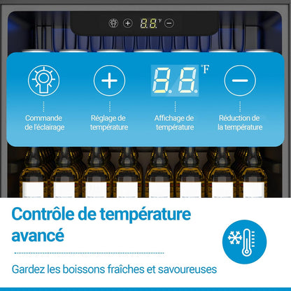 Réfrigérateur À Boissons Compact Et Autoportant, 70 Canettes/50L, Mini-Réfrigérateur Avec Porte Transparent Pour Sodas, Petit Réfrigérateur Sous Comptoir Avec Clayettes Réglables